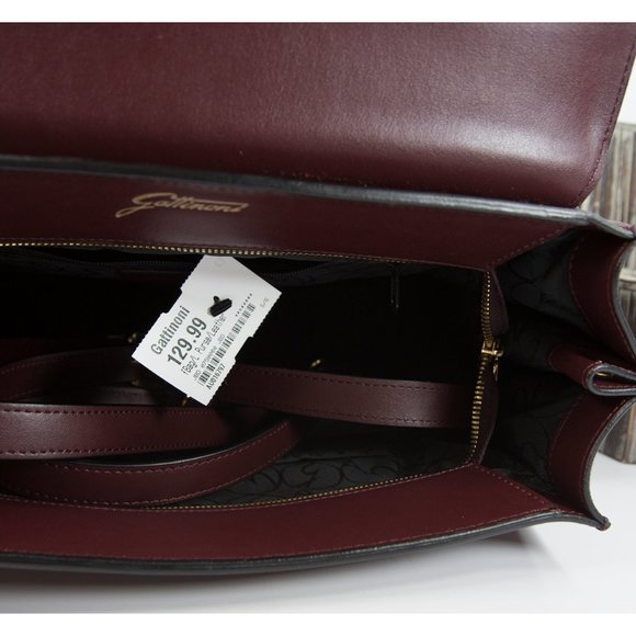 Gattinoni Vintage Wine Italian Leather Satchel Bag - Picture 7 of 9